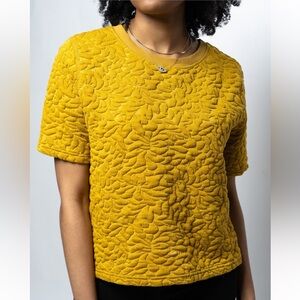 H&M Puff Design Mustard Yellow Short Sleeve Top Size S